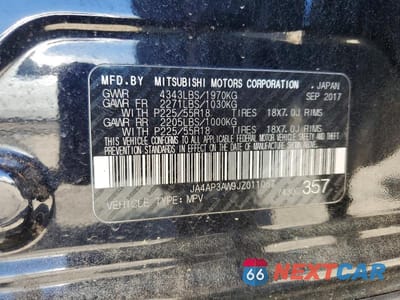 Zdjęcie 12 z 12 samochodu: 2018 MITSUBISHI OUTLANDER SPORT ES VIN:JA4AP3AW9JZ011087 - miniatura