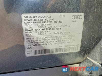 Zdjęcie 13 z 13 samochodu: 2022 AUDI Q5 PREMIUM PLUS 45 VIN:WA1EAAFY5N2067687 - miniatura