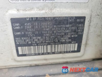 Zdjęcie 12 z 12 samochodu: 2010 SUBARU OUTBACK 2.5I LIMITED VIN:4S4BRBKC7A3324091 - miniatura