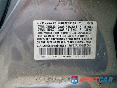 Zdjęcie 12 z 12 samochodu: 2009 HONDA FIT SPORT VIN:JHMGE87459S056703 - miniatura