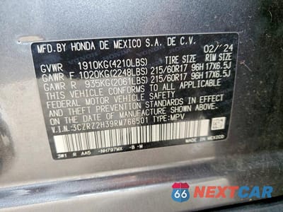 Zdjęcie 13 z 13 samochodu: 2024 HONDA HR-V LX VIN:3CZRZ2H39RM766501 - miniatura