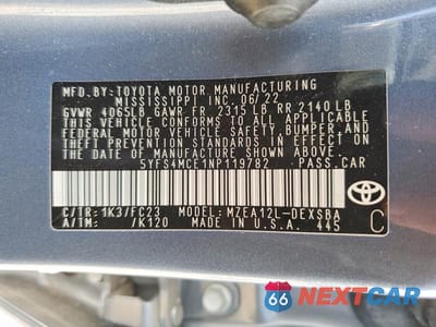 Zdjęcie 12 z 12 samochodu: 2022 TOYOTA COROLLA SE VIN:5YFS4MCE1NP119782 - miniatura