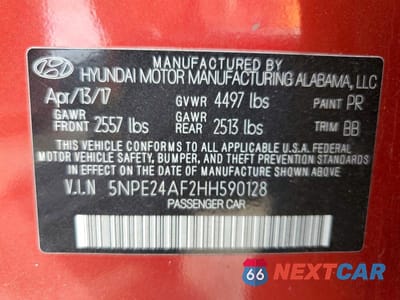 Zdjęcie 12 z 12 samochodu: 2017 HYUNDAI SONATA SE VIN:5NPE24AF2HH590128 - miniatura