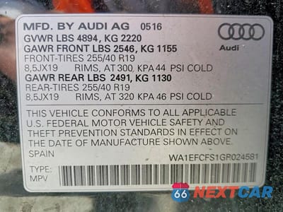 Zdjęcie 13 z 13 samochodu: 2016 AUDI Q3 PREMIUM PLUS VIN:WA1EFCFS1GR024581 - miniatura