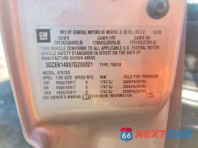 Zdjęcie 12 z 12 samochodu: 2007 CHEVROLET SILVERADO K1500 CLASSIC VIN:3GCEK14X67G209021 - miniatura