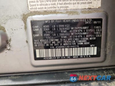 Zdjęcie 13 z 13 samochodu: 2011 SUBARU OUTBACK 2.5I PREMIUM VIN:4S4BRBCCXB1440316 - miniatura