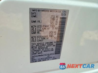 Zdjęcie 14 z 14 samochodu: 2017 NISSAN PATHFINDER SV VIN:5N1DR2MN8HC626491 - miniatura