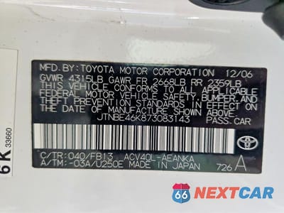 Zdjęcie 13 z 13 samochodu: 2007 TOYOTA CAMRY LE VIN:JTNBE46K873083143 - miniatura