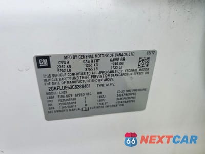 Zdjęcie 13 z 13 samochodu: 2012 GMC TERRAIN SLT VIN:2GKFLUE53C6288481 - miniatura