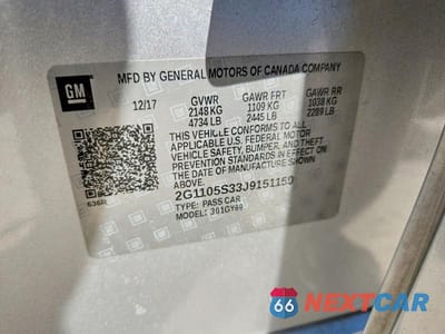 Zdjęcie 12 z 12 samochodu: 2018 CHEVROLET IMPALA LT VIN:2G1105S33J9151150 - miniatura