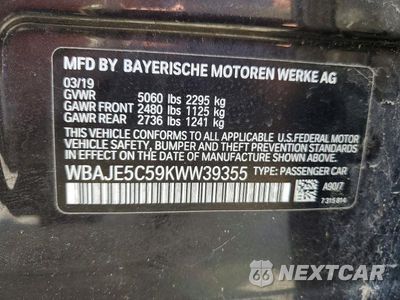 Zdjęcie 12 z 12 samochodu: 2019 BMW 540I MSPORT VIN:WBAJE5C59KWW39355 - miniatura