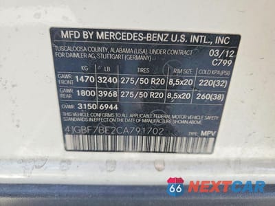 Zdjęcie 13 z 13 samochodu: 2012 MERCEDES-BENZ GL 450 4MATIC VIN:4JGBF7BE2CA791702 - miniatura