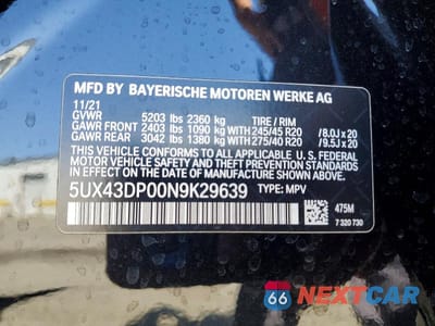 Zdjęcie 14 z 14 samochodu: 2022 BMW X3 SDRIVE30I VIN:5UX43DP00N9K29639 - miniatura