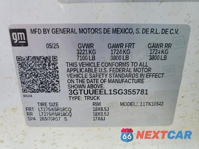 Zdjęcie 13 z 13 samochodu: 2025 GMC SIERRA K1500 AT4 VIN:3GTUUEEL1SG355781 - miniatura