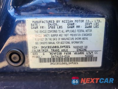 Zdjęcie 13 z 13 samochodu: 2005 NISSAN SENTRA 1.8 VIN:3N1CB51D85L549321 - miniatura