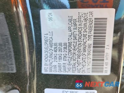 Zdjęcie 12 z 12 samochodu: 2024 HONDA ACCORD HYBRID SPORT-L VIN:1HGCY2F78RA074992 - miniatura
