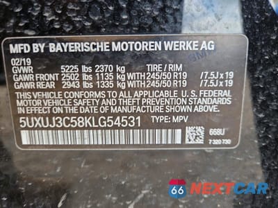 Zdjęcie 13 z 13 samochodu: 2019 BMW X4 XDRIVE30I VIN:5UXUJ3C58KLG54531 - miniatura