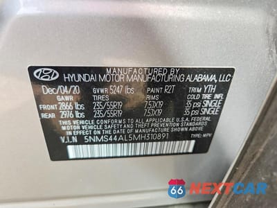 Zdjęcie 14 z 14 samochodu: 2021 HYUNDAI SANTA FE LIMITED VIN:5NMS44AL5MH310891 - miniatura