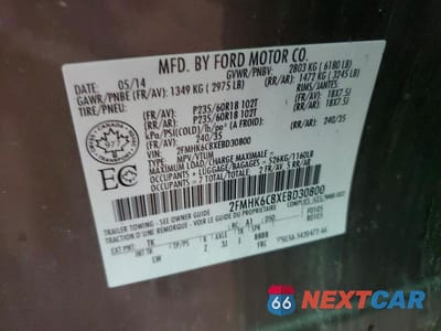 Zdjęcie 13 z 13 samochodu: 2014 FORD FLEX SEL VIN:2FMHK6C8XEBD30800 - miniatura