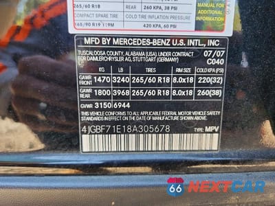 Zdjęcie 13 z 13 samochodu: 2008 MERCEDES-BENZ GL 450 4MATIC VIN:4JGBF71E18A305678 - miniatura
