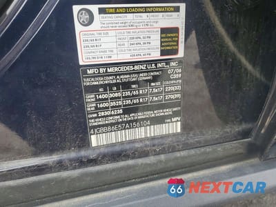 Zdjęcie 12 z 12 samochodu: 2007 MERCEDES-BENZ ML 350 VIN:4JGBB86E57A156104 - miniatura