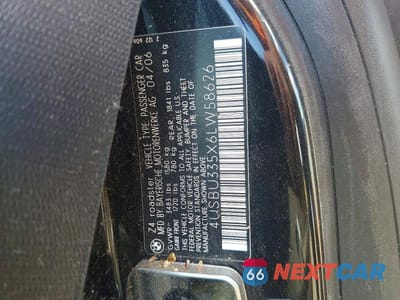 Zdjęcie 12 z 12 samochodu: 2006 BMW Z4 3.0 VIN:4USBU335X6LW58626 - miniatura