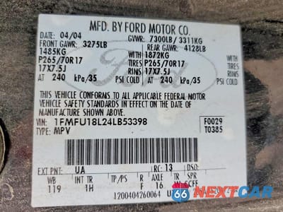Zdjęcie 13 z 13 samochodu: 2004 FORD EXPEDITION EDDIE BAUER VIN:1FMFU18L24LB53398 - miniatura