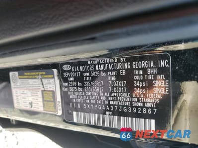 Zdjęcie 13 z 13 samochodu: 2018 KIA SORENTO LX VIN:5XYPG4A37JG392867 - miniatura