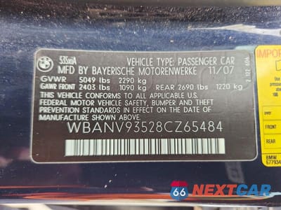 Zdjęcie 12 z 12 samochodu: 2008 BMW 535 XI VIN:WBANV93528CZ65484 - miniatura