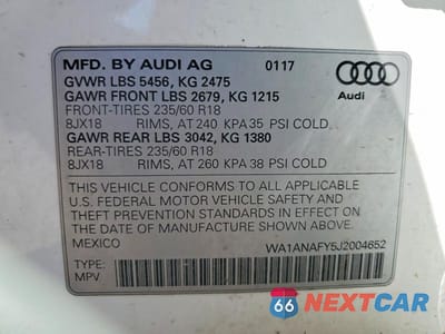 Zdjęcie 13 z 13 samochodu: 2018 AUDI Q5 PREMIUM VIN:WA1ANAFY5J2004652 - miniatura