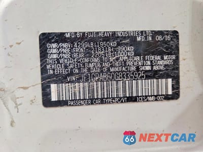 Zdjęcie 12 z 12 samochodu: 2016 SUBARU IMPREZA PREMIUM VIN:JF1GPAB60G8335925 - miniatura