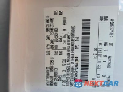 Zdjęcie 12 z 12 samochodu: 2020 FORD F150 SUPERCREW VIN:1FTEW1CP7LKE77164 - miniatura