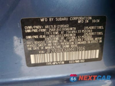 Zdjęcie 13 z 13 samochodu: 2024 SUBARU CROSSTREK PREMIUM VIN:JF2GUADC6RH911916 - miniatura