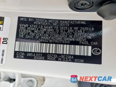 Zdjęcie 13 z 13 samochodu: 2024 LEXUS ES 350 BASE VIN:58ADZ1B17RU179344 - miniatura