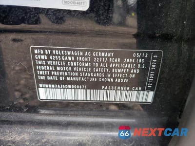 Zdjęcie 12 z 12 samochodu: 2013 VOLKSWAGEN GOLF VIN:WVWNM7AJ5DW000671 - miniatura