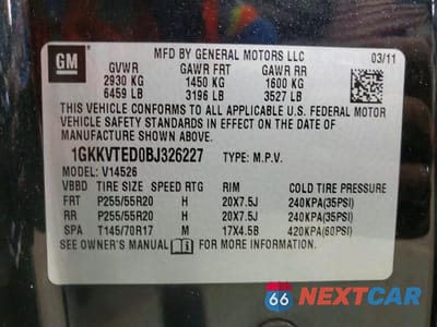 Zdjęcie 13 z 13 samochodu: 2011 GMC ACADIA DENALI VIN:1GKKVTED0BJ326227 - miniatura