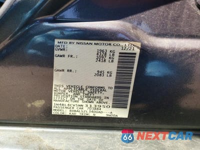 Zdjęcie 12 z 12 samochodu: 2022 NISSAN ALTIMA SR VIN:1N4BL4CV5NN313950 - miniatura