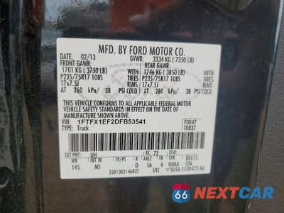 Zdjęcie 12 z 12 samochodu: 2013 FORD F150 SUPER CAB VIN:1FTFX1EF2DFB53541 - miniatura