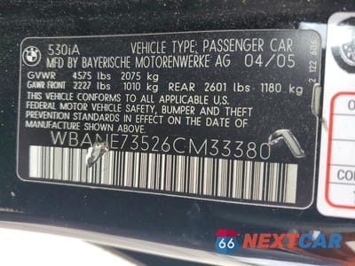 Zdjęcie 12 z 12 samochodu: 2006 BMW 530 I VIN:WBANE73526CM33380 - miniatura