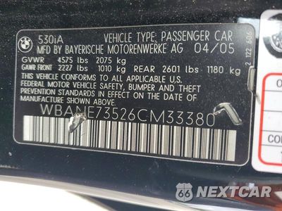 Zdjęcie 12 z 12 samochodu: 2006 BMW 530 I VIN:WBANE73526CM33380 - miniatura