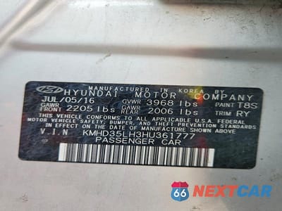 Zdjęcie 12 z 12 samochodu: 2017 HYUNDAI ELANTRA GT BASE VIN:KMHD35LH3HU361777 - miniatura
