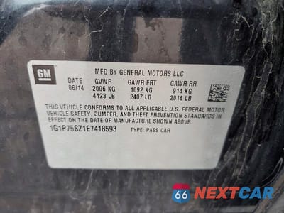 Zdjęcie 13 z 13 samochodu: 2014 CHEV CRUZE VIN:1G1P75SZ1E7418593 - miniatura