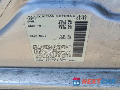Zdjęcie 12 z 12 samochodu: 2019 NISSAN ALTIMA S VIN:1N4BL4BV7KC204950 - miniatura