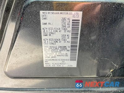 Zdjęcie 10 z 10 samochodu: 2013 NISSAN PATHFINDER S VIN:5N1AR2MN3DC639940 - miniatura