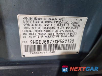 Zdjęcie 13 z 13 samochodu: 1999 HONDA CIVIC LX VIN:2HGEJ6677XH582180 - miniatura
