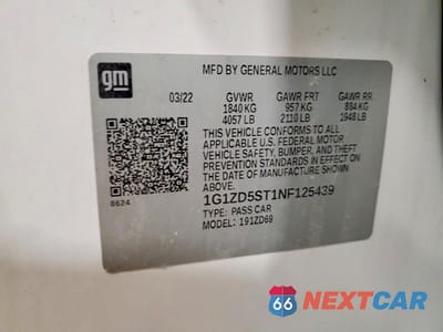 Zdjęcie 13 z 13 samochodu: 2022 CHEVROLET MALIBU LT VIN:1G1ZD5ST1NF125439 - miniatura