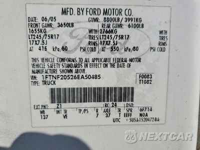Zdjęcie 12 z 12 samochodu: 2006 FORD F250 SUPER DUTY VIN:1FTNF20526EA50485 - miniatura