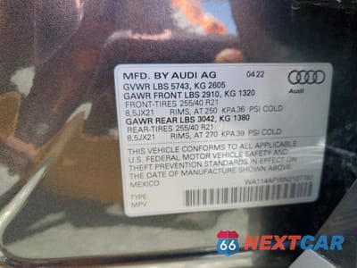 Zdjęcie 13 z 13 samochodu: 2022 AUDI SQ5 SPORTBACK PREMIUM VIN:WA114AFY6N2107782 - miniatura