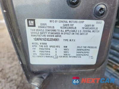 Zdjęcie 13 z 13 samochodu: 2002 CHEVROLET SUBURBAN K1500 VIN:1GNFK16Z42J294961 - miniatura