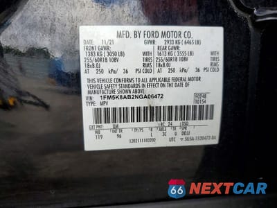 Zdjęcie 13 z 13 samochodu: 2022 FORD EXPLORER VIN:1FM5K8AB2NGA06472 - miniatura
